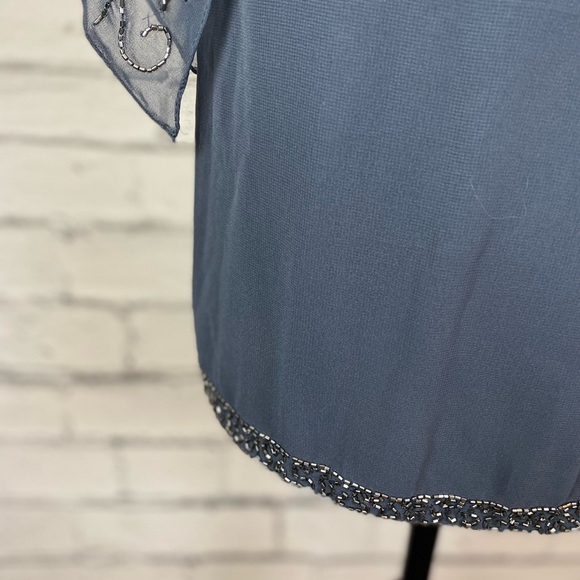 J Kara Gray Beaded Boat Neck Caplet Dress size 4 NWT Formal Mother of the Bride - Picture 5 of 14